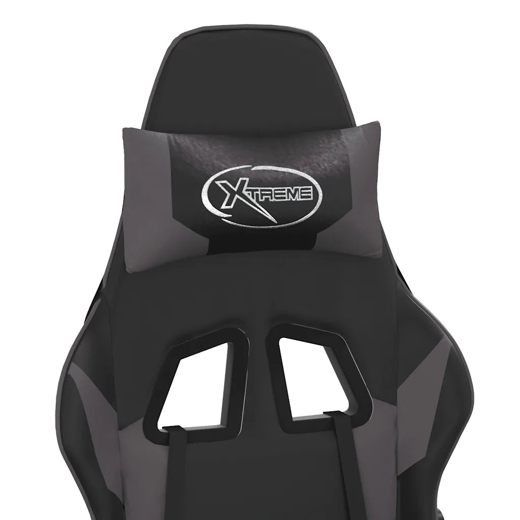Sedia da Gaming | Sedia da e-sports Massaggiante Nero e Grigio in Similpelle
