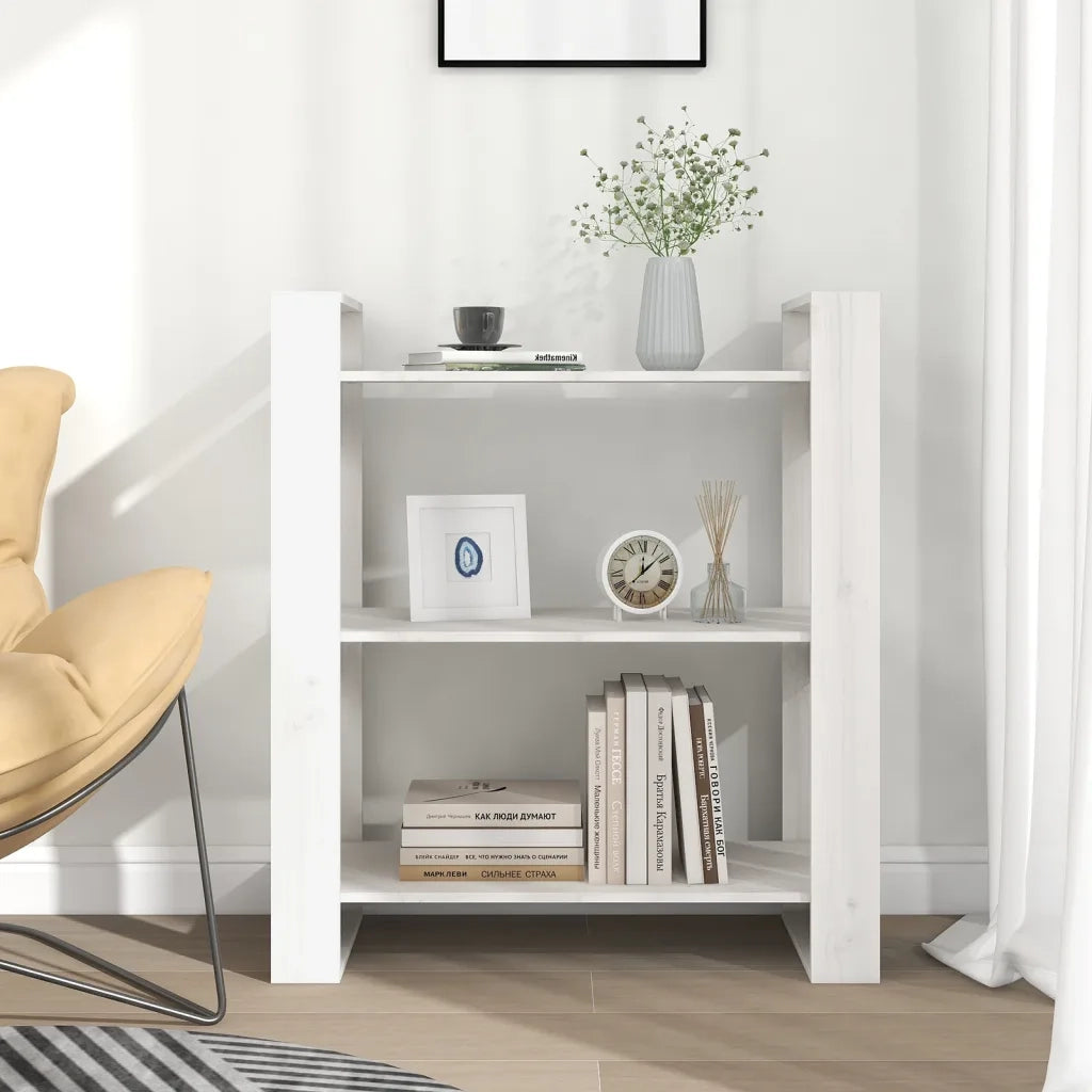 Libreria/Divisorio Bianco 80x35x91 cm in Legno Massello di Pino 813900