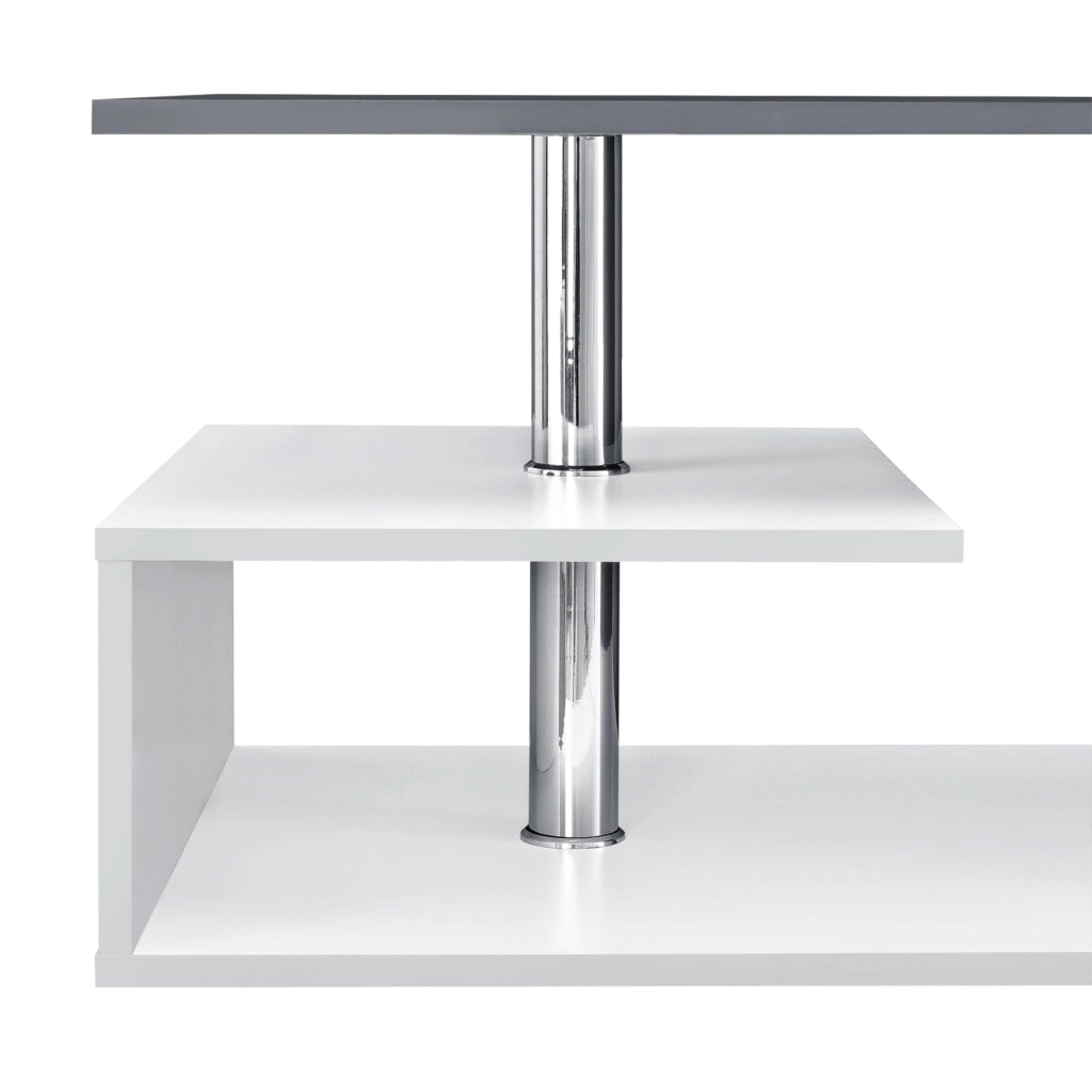 Tavolino da Salotto Haarlem con 3 Piani 90 x 50 x 41 cm - Grigio Scuro / Bianco [en.casa]
