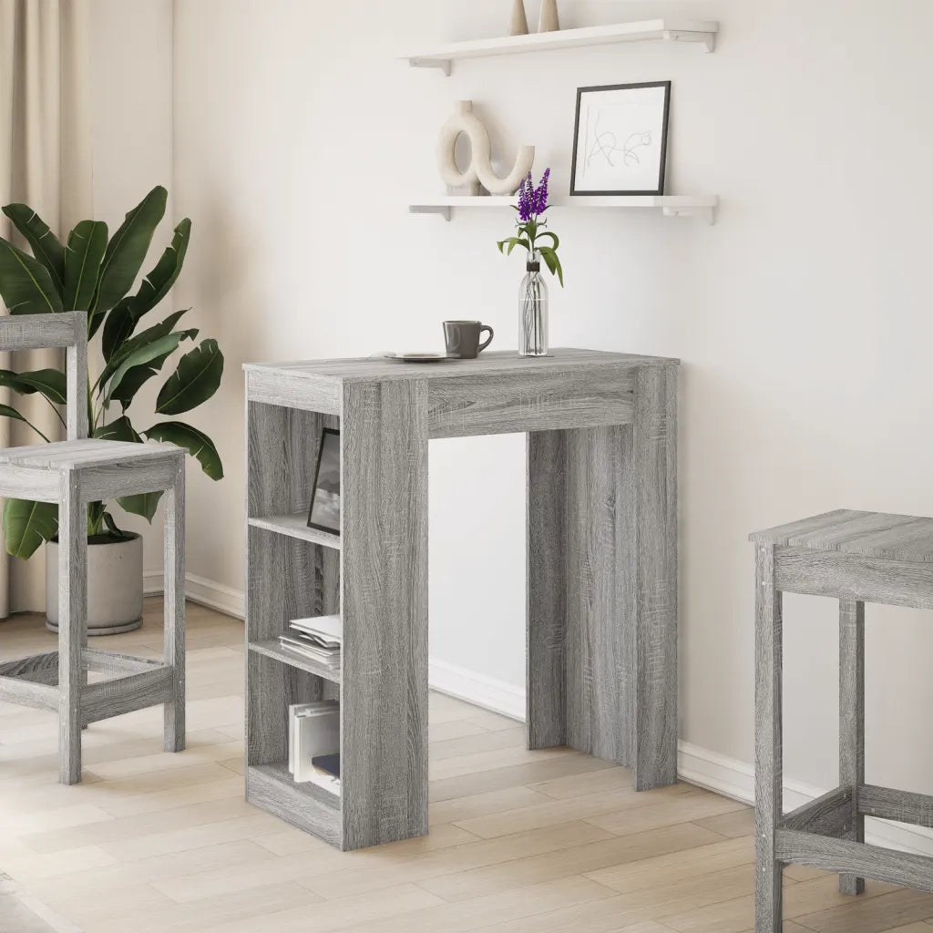 Tavolo Bar con Rastrelliera Grigio 95x47x103,5 cm Multistrato