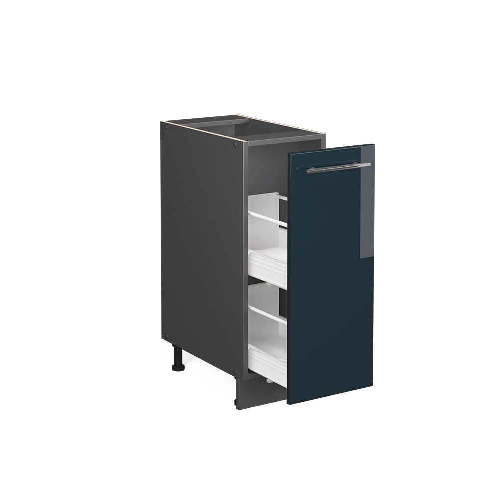 Armadio cucina dispensa alto Fame-Line Blu scuro lucido/Antracite 30 cm senza piano di lavoro Vicco