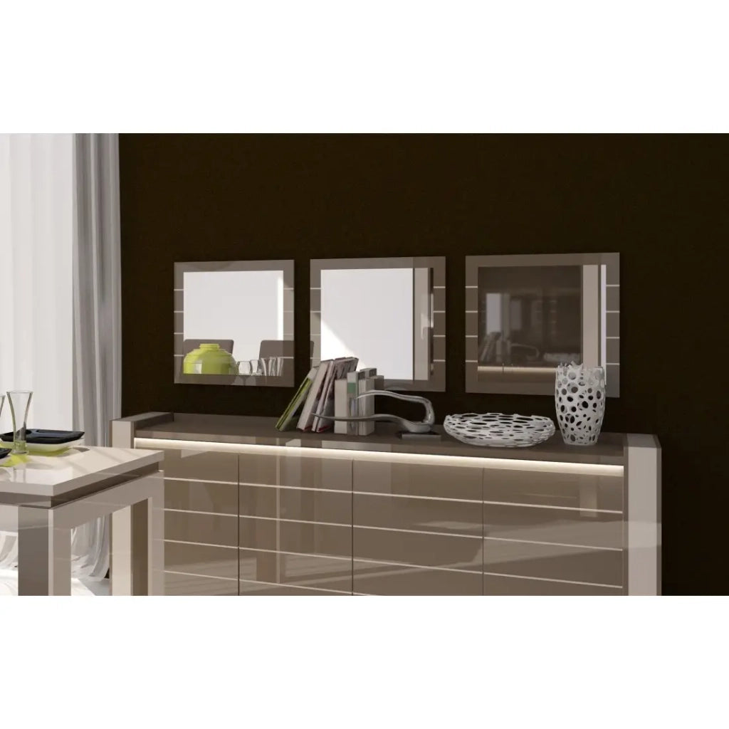 Set di 3 specchi quadrati LINA cappuccino e bianco crema - 60 cm