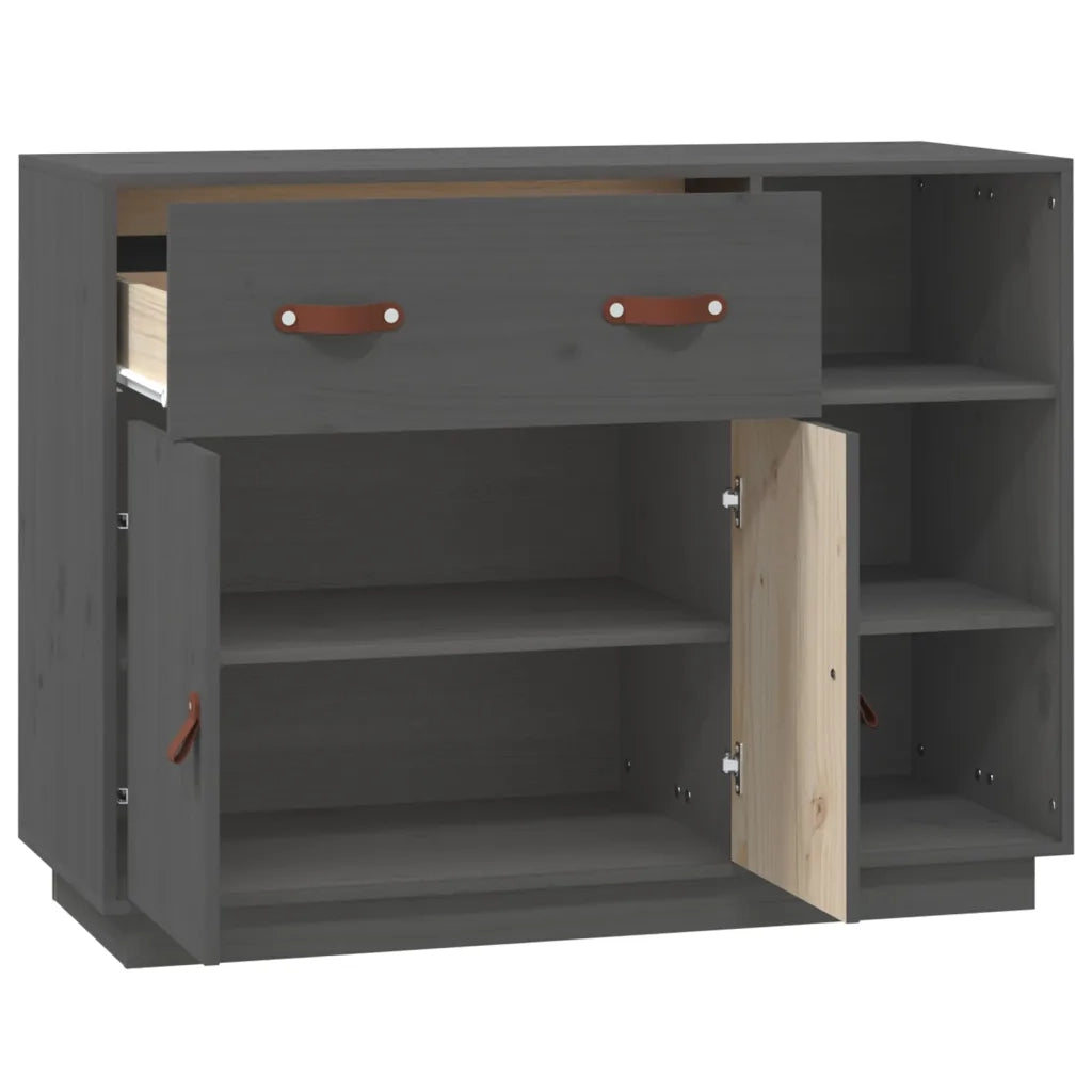 Credenza | Madia | Buffet da pranzo | Armadio da pranzo Grigia 98,5x40x75 cm in Legno Massello di Pino