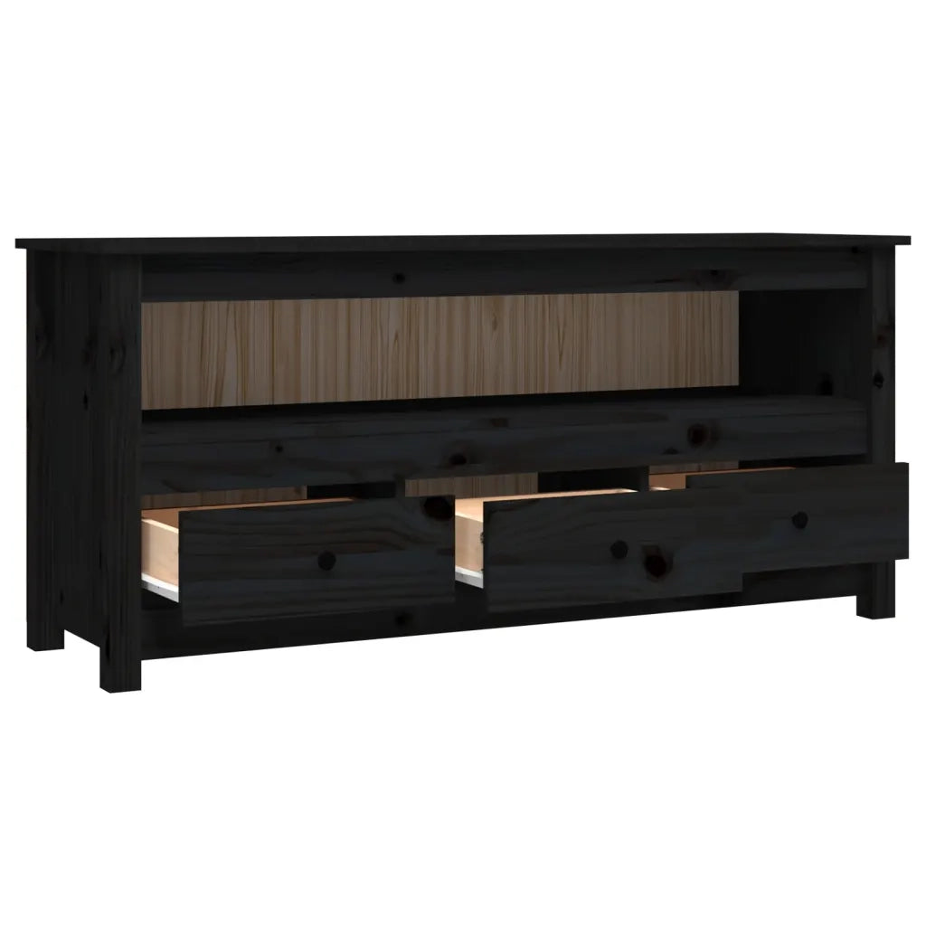 Mobile Porta TV Nero 114x35x52 cm in Legno Massello di Pino 821506