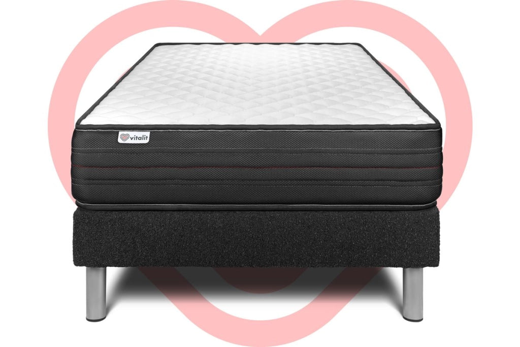 Letto con materasso VITALPOWER 120 x 200 cm Rete Kit Nero