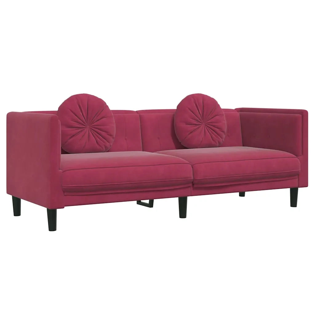 Set di Divani 2 pz con Cuscini Rosso Vino in Velluto 3209261