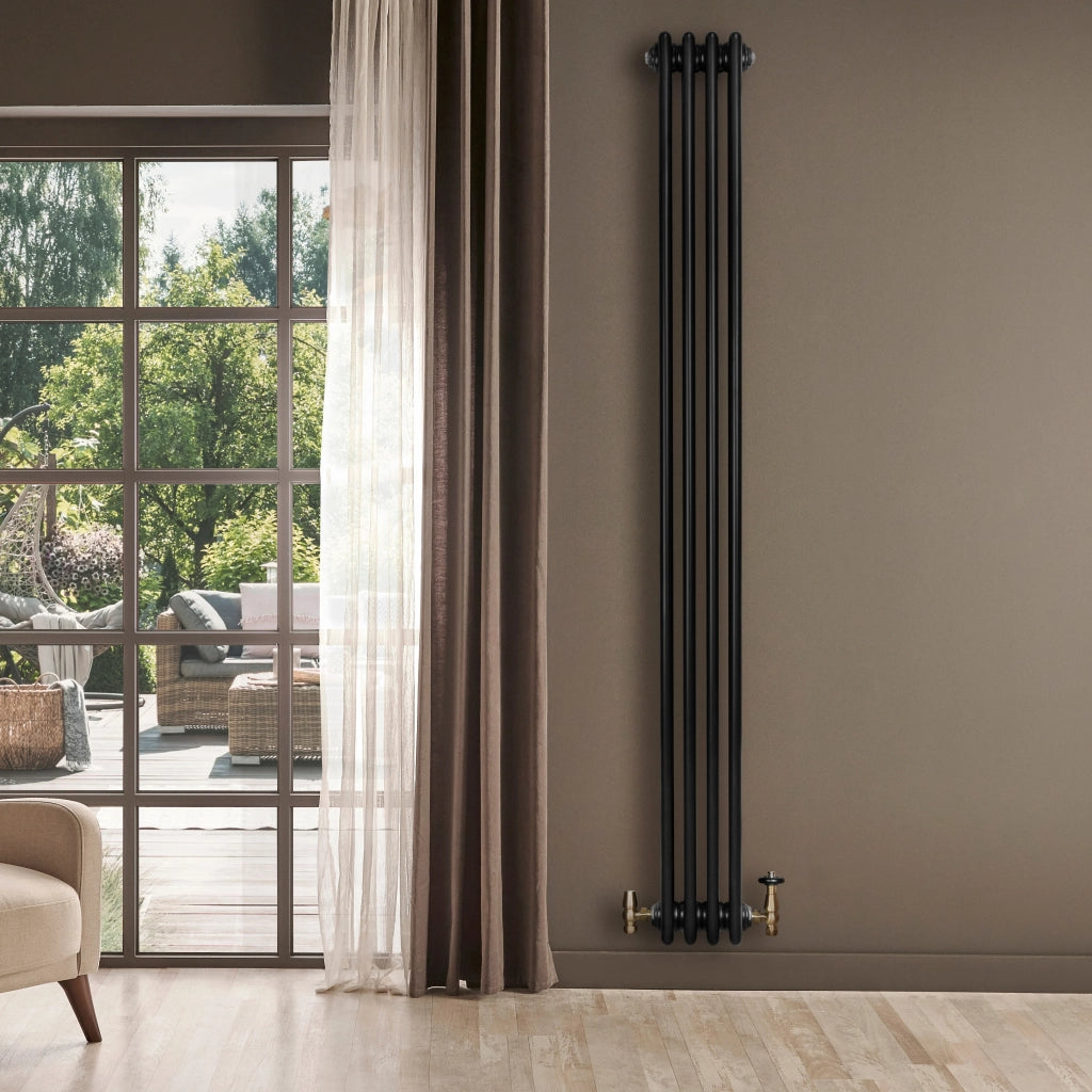 Radiatore Tradizionale 4 Colonne Verticale Riscaldamento Nero 1800x200 mm