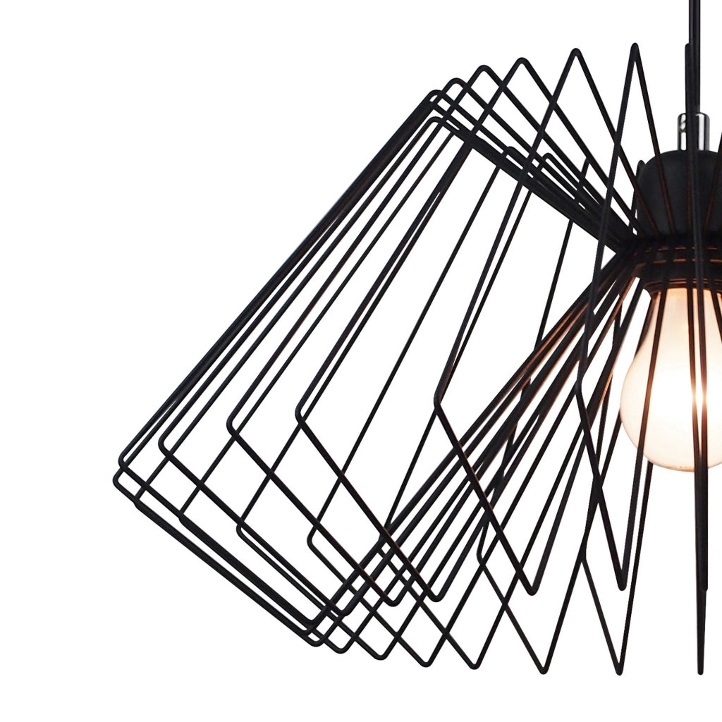Lampadario in metallo nero opaco cm. H25 Ø50