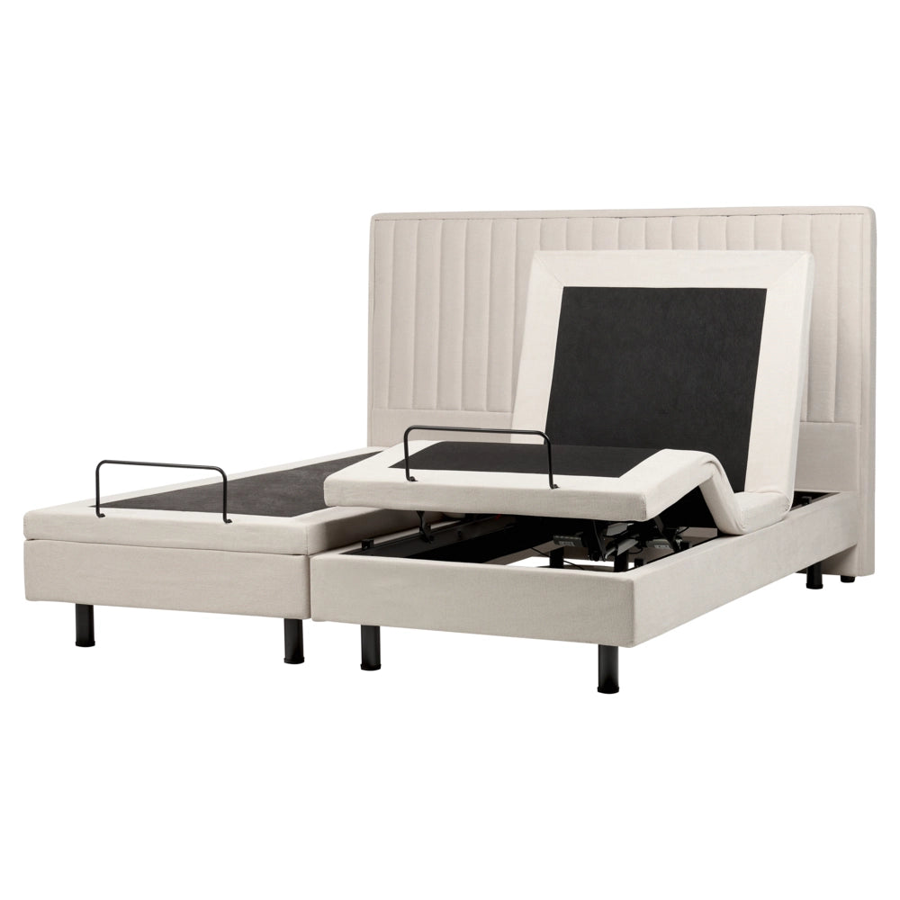 Letto Tessuto Beige chiaro Elettrico Regolabile con Telecomando 180 x 200 cm