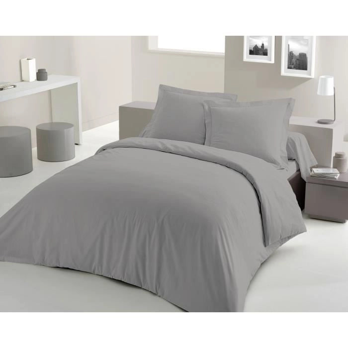 COMPLETO PIUMINO LOVELY HOME - 220x240 cm - 100% COTONE - GRIGIO CHIARO