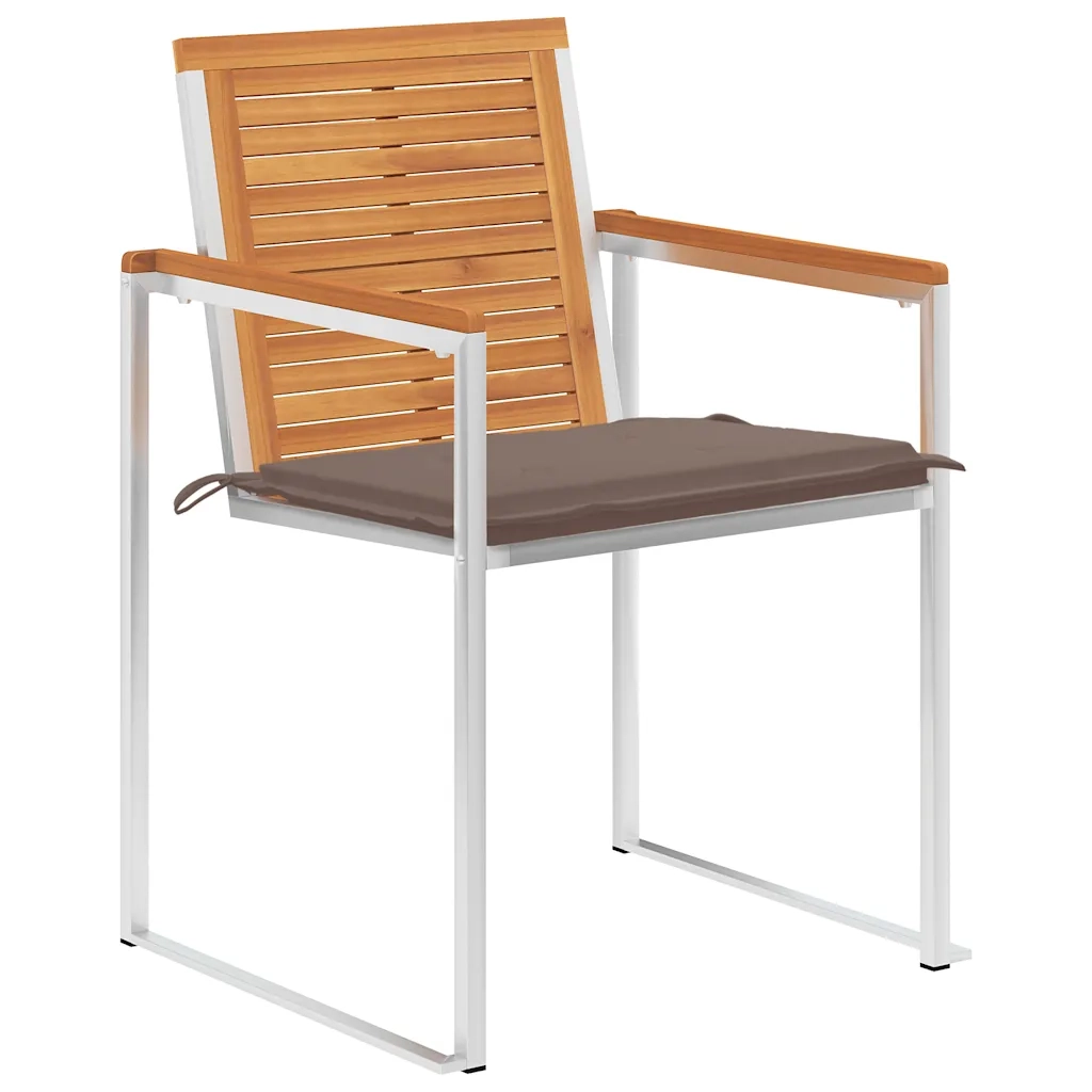 Sedie da Giardino con Cuscini 4 pz in Legno Massello di Acacia cod mxl 72247