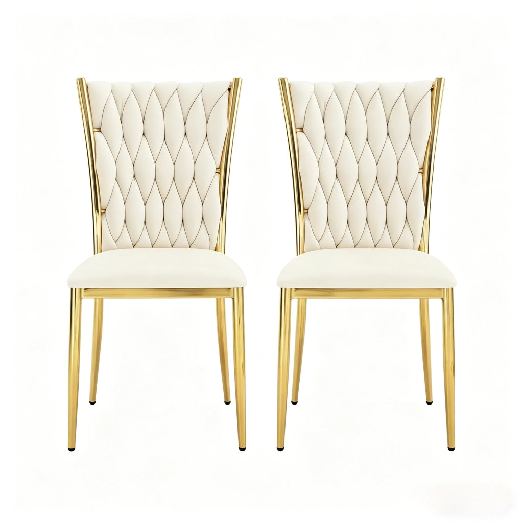 SEDIA da pranzo imbottita Set da 2 pezzi 47x94,5x59,5 cm Crema/Oro
