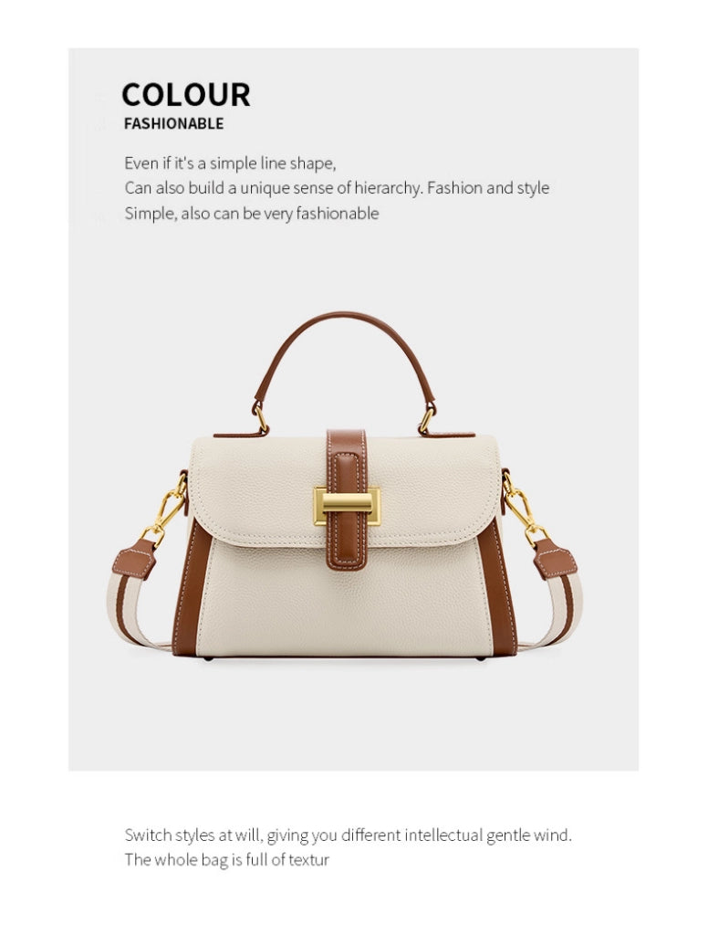 Borse a mano in vera pelle, stile vintage, con manico superiore, colore bianco