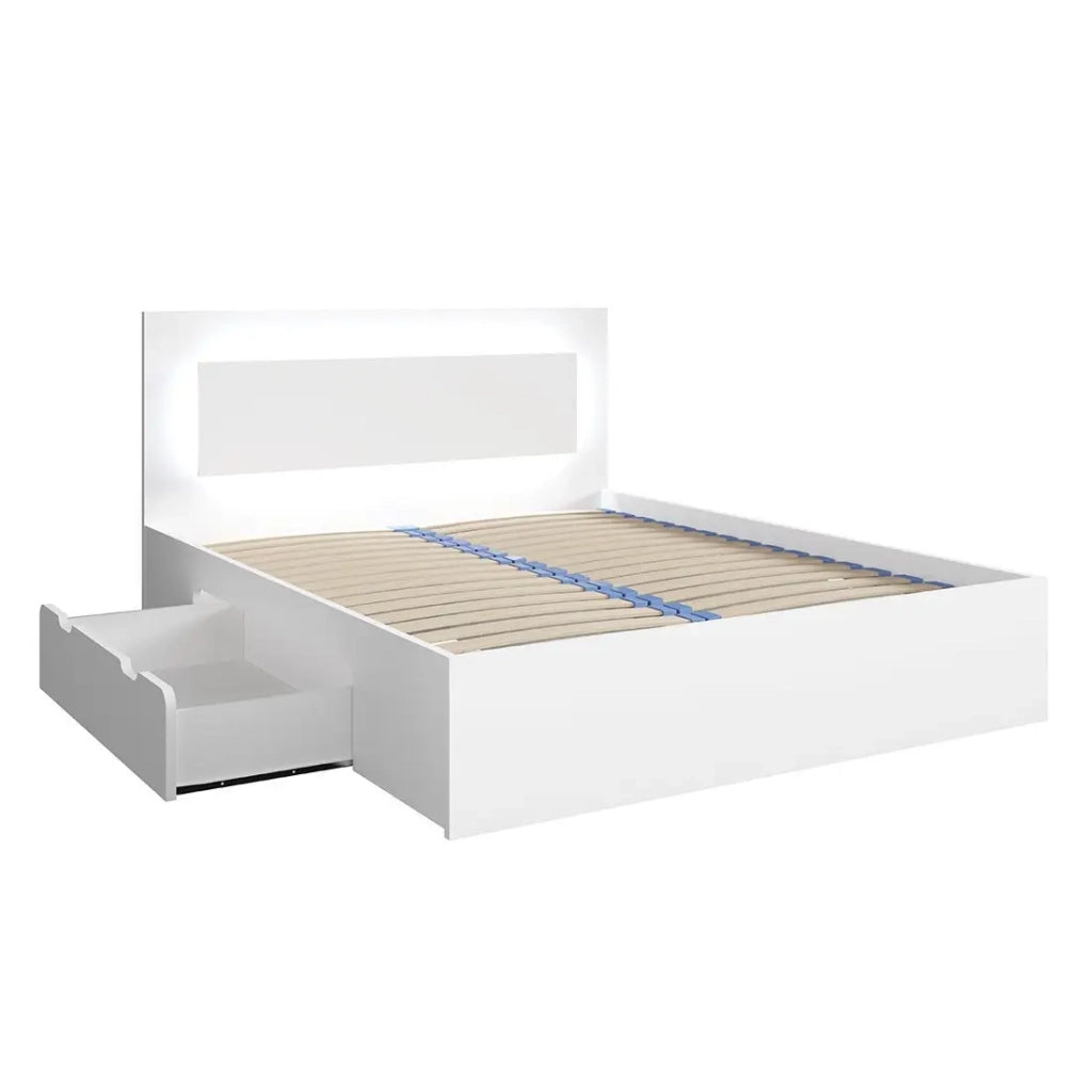 Letto NOFI 160 x 200 cm con doghe e 2 cassetti contenitore - bianco