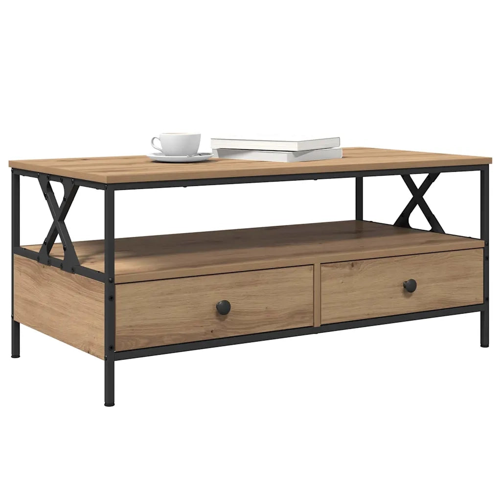Tavolino da salotto rovere artigianale 100 x 51 x 45 cm 874095