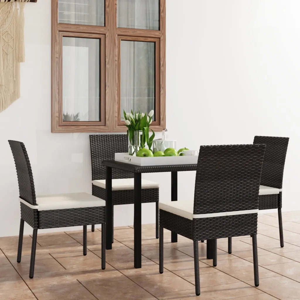 Set da Pranzo da Giardino 5 pz | Set Salotto da Giardino in Polyrattan Nero