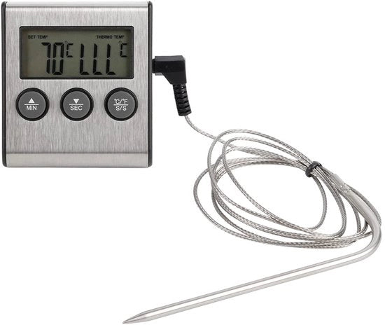 Termometro per Carne con Materiale di Alta Qualità - Termometro Digitale - Sonde per Cottura - Funzione Timer - Grande Display - Magnetico Retro - Termometro per Alimenti