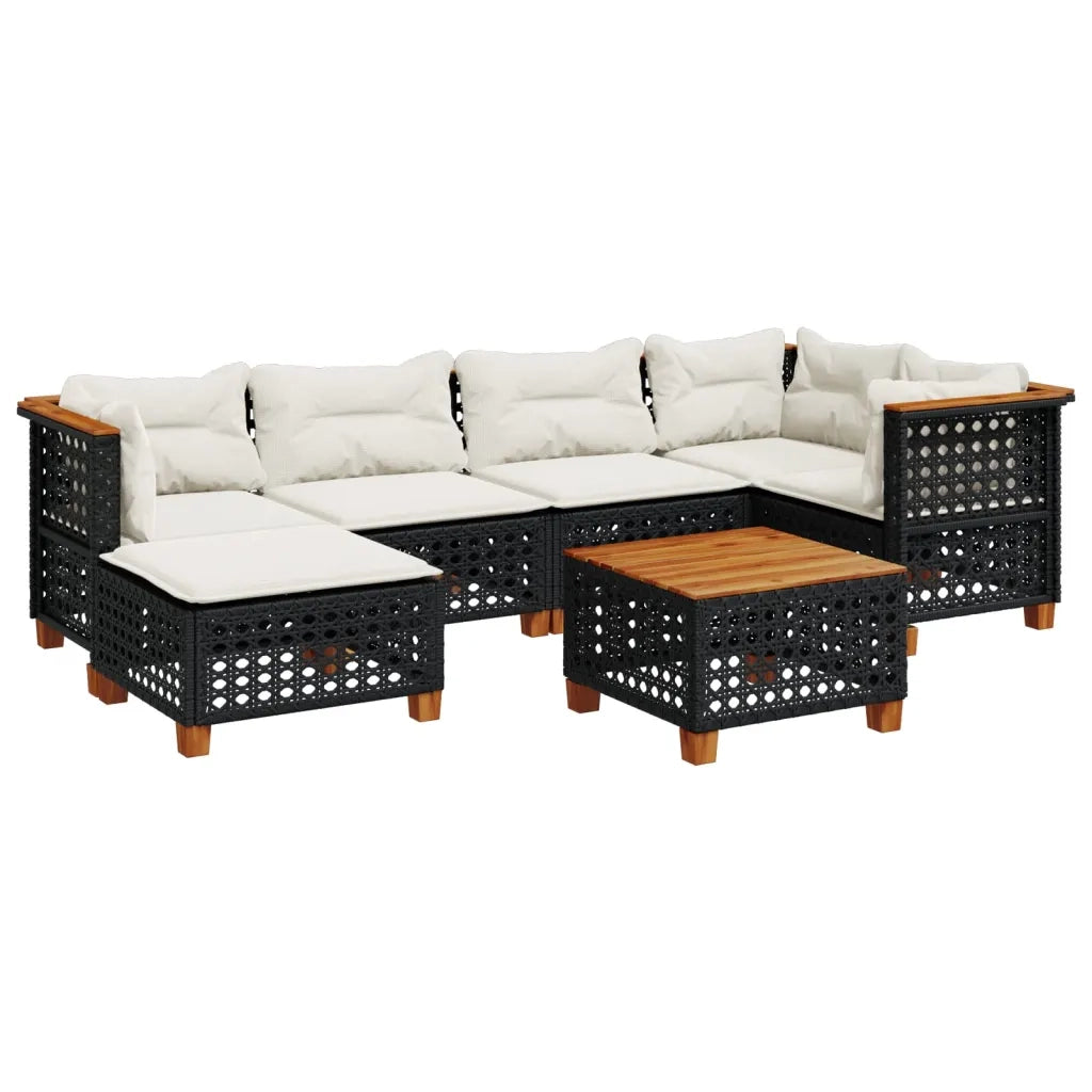 Set Divani da Giardino con Cuscini 7pz Nero Polyrattan 3261920