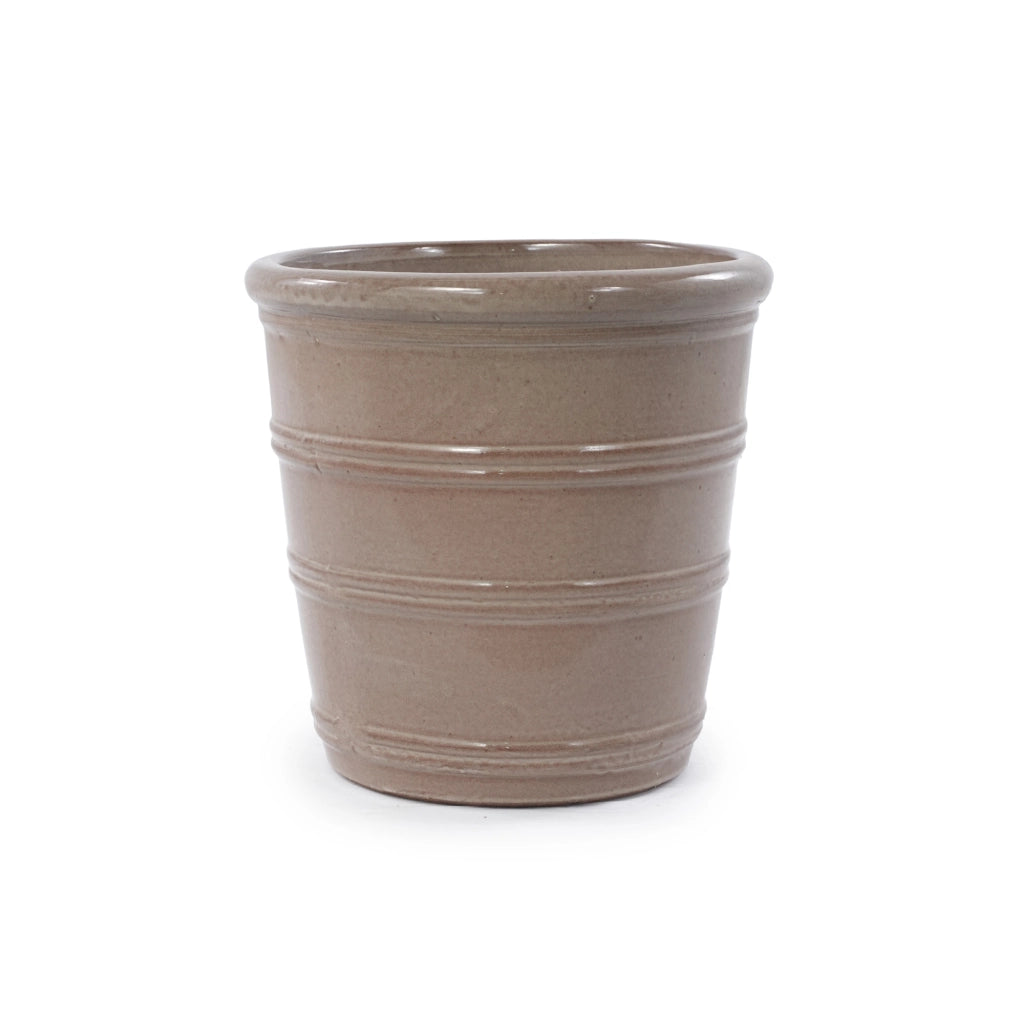 VASO IN CERAMICA FATTO A MANO Ø 32 CM TAUPE GLASSATO
