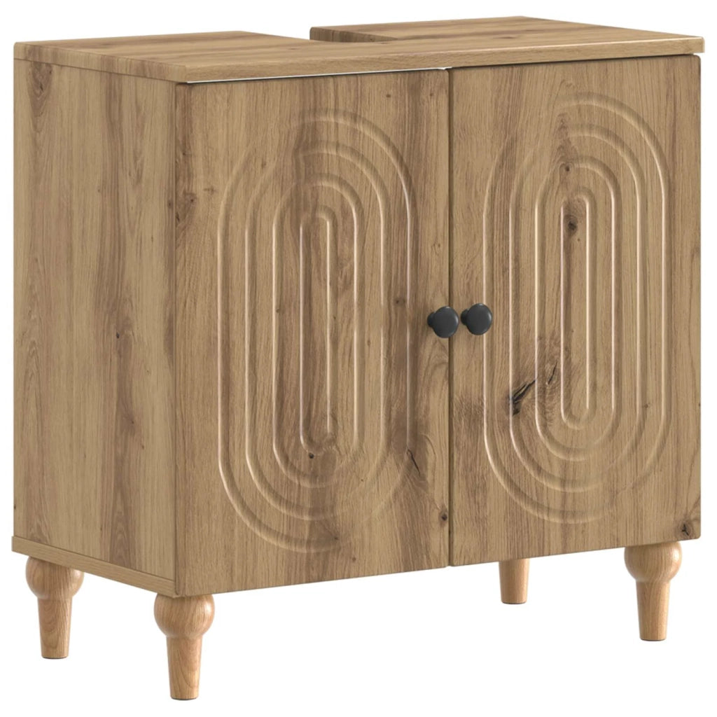 Armadio per Lavabo da Bagno ALKMAAR Rovere Artigianale 896134