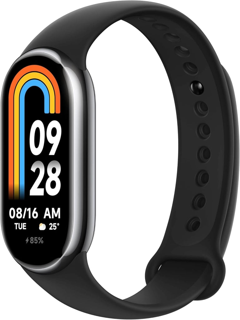 Smart Band 8 - Braccialetto di attività, autonomia fino a 16 giorni, display AMOLED con frequenza di aggiornamento di 60 Hz, 5 ATM, 150 modalità sportive, nero (versione ES + 3 anni di