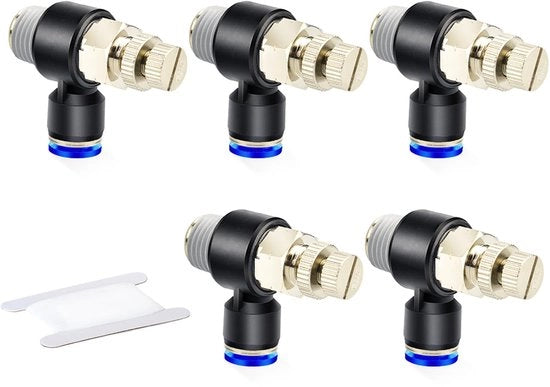 Connettore Pneumatico da 5 pezzi - Tubo OD 8mm - Valvola BSP 1/4" - Elbow 90 gradi - Connessione a richiesta - Materiale in plastica resistente - Connettore per gas