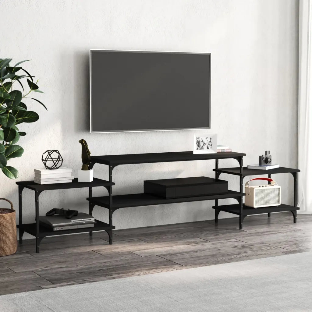 Mobile Porta TV-Mobile per TV-Credenza TV Nero 197x35x52 cm in Legno Multistrato