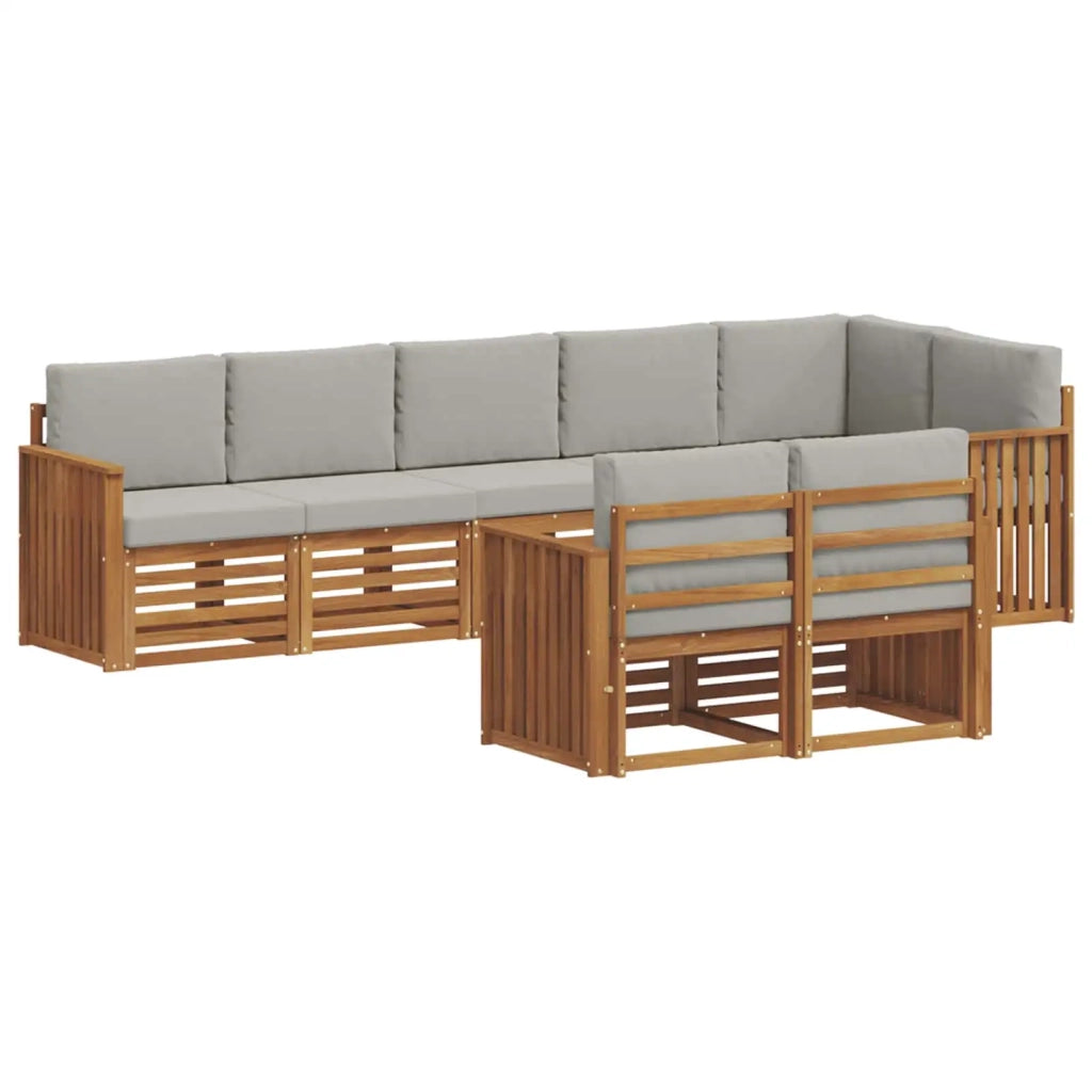 Set divani con cuscino 8 pcs Grigio Naturale e Chiaro