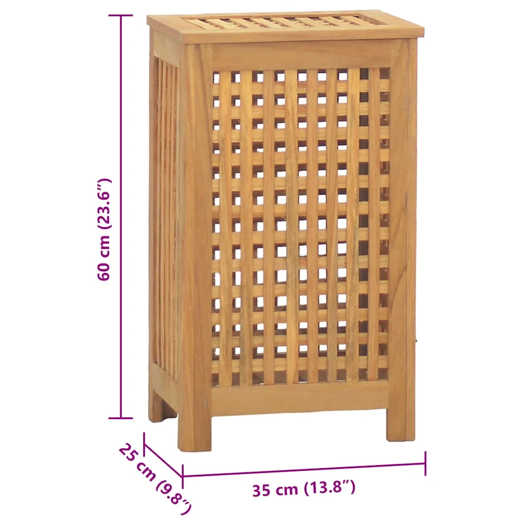 Cesto del Bucato 35x25x60 cm in Legno Massello di Teak 340760