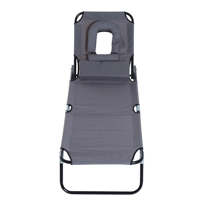 LETTINO PRENDISOLE RELAX PIEGHEVOLE CON CUSCINO 190X56X28 CM GRIGIO