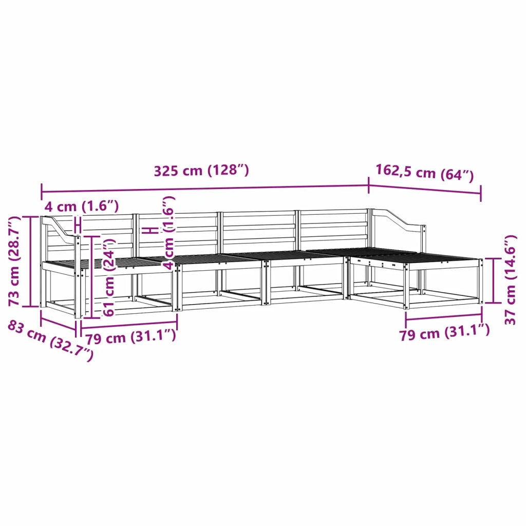 Set di divani da esterno 5 pcs Bianco 325 x 162,5 x 73 cm 3386318