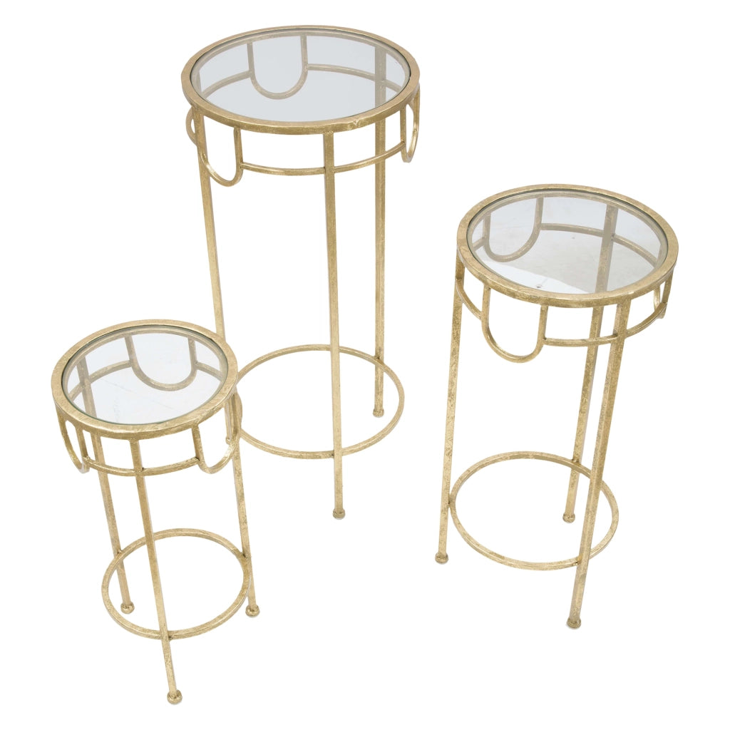 Gama, Tavolino da Salotto set da 3 Portatelefono, 33x33x70h cm oro