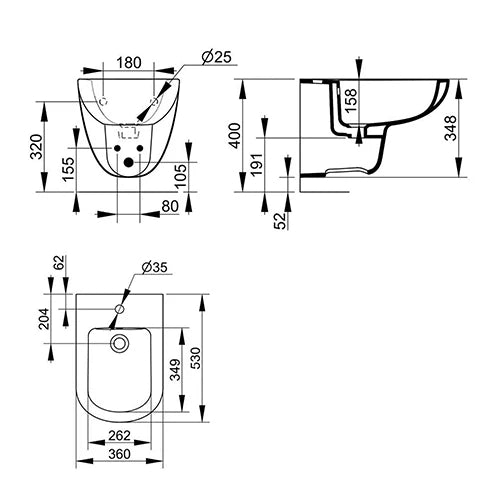 Bidet sospeso Gemma 2 DOLOM in ceramica