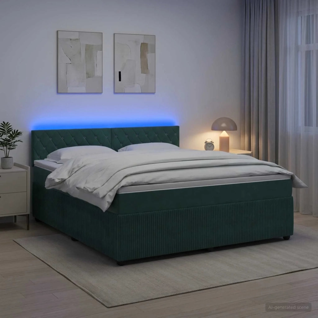 Letto box spring con materasso Verde Scuro 180 x 200 cm Velluto 3453188