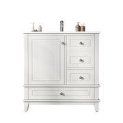 Mobile sottolavabo con 3 cassetti e anta; lavabo in ceramica - bianco - 81×47×86 cm