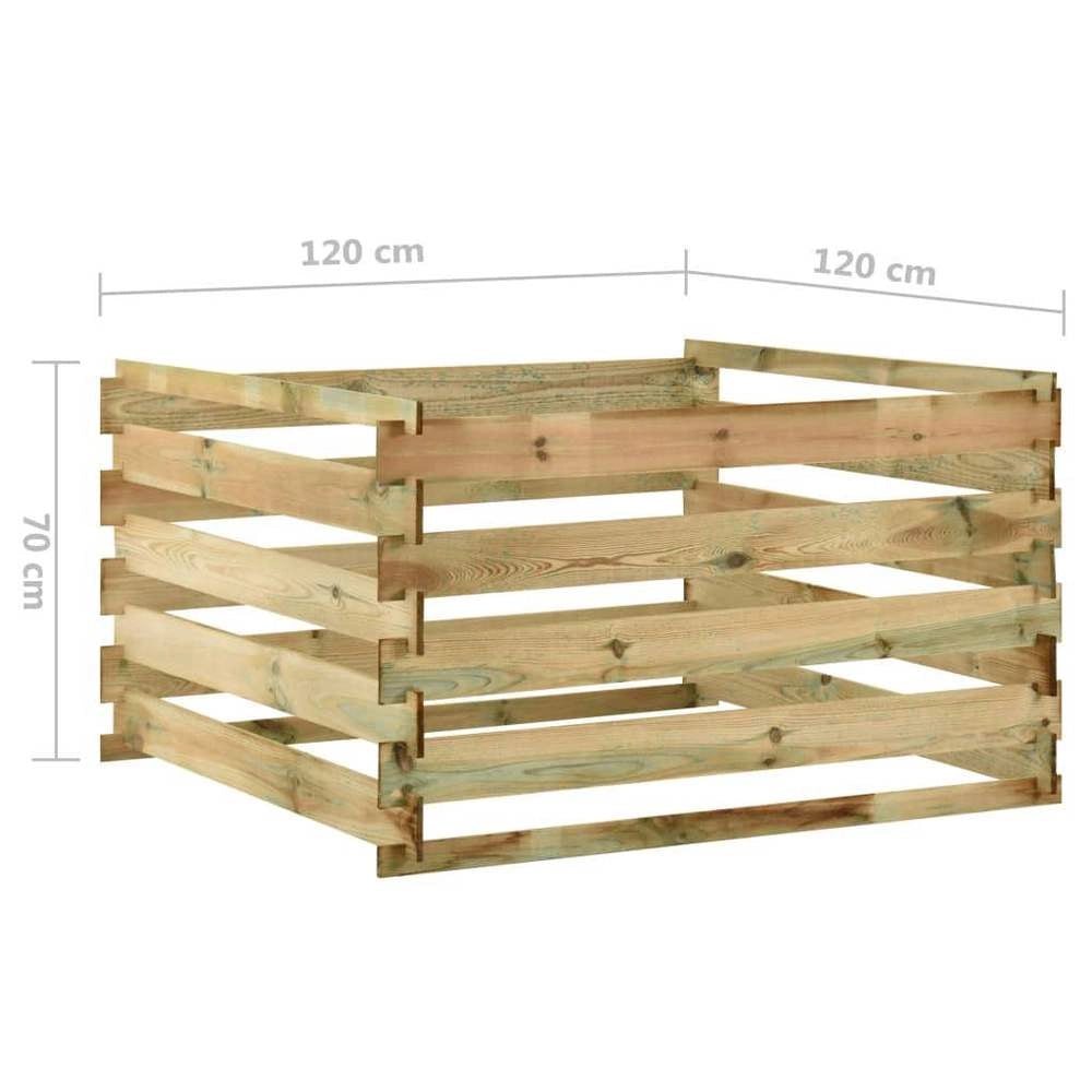 Slatted Compost Bin 120x120x70 Cm, Pine Wood, Impregnated