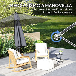 Ombrellone da Giardino Rotondo Ø290x243A cm Inclinabile Protezione UPF 50+ Grigio Scuro