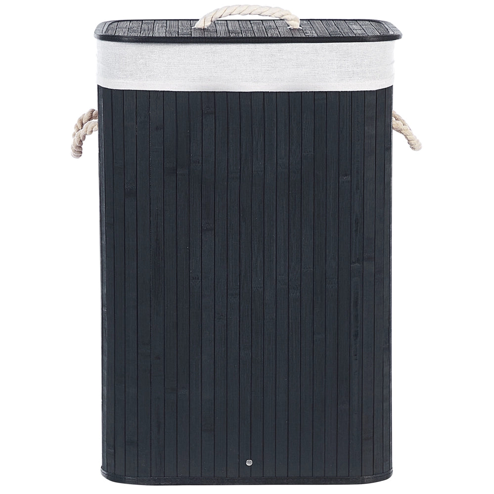 Cestino portaoggetti in bambù nero con coperchio Cestino per biancheria Accessori pratici lavanderia bucato