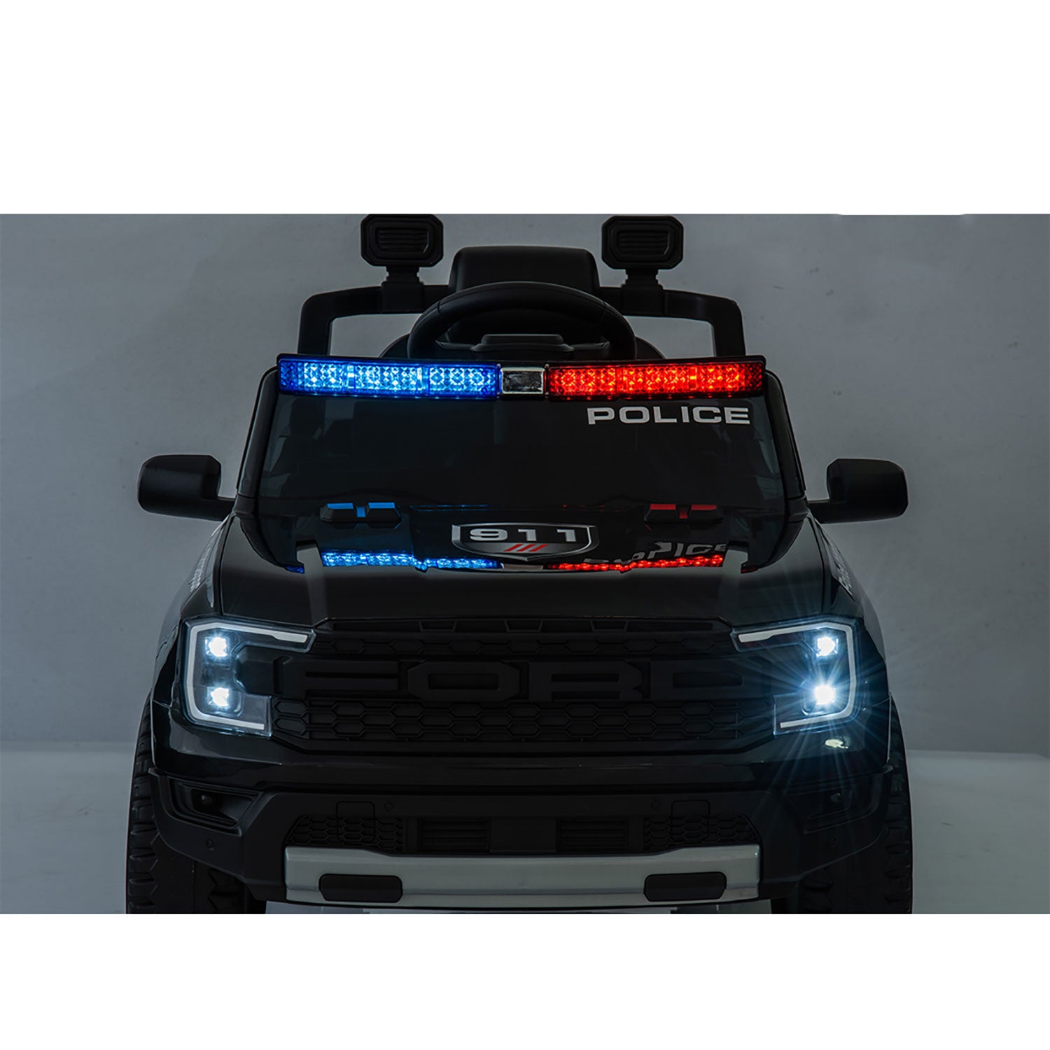 Macchina Elettrica per Bambini Licenza Ufficiale Ford Raptor Police 10,8V Bianco e Nero