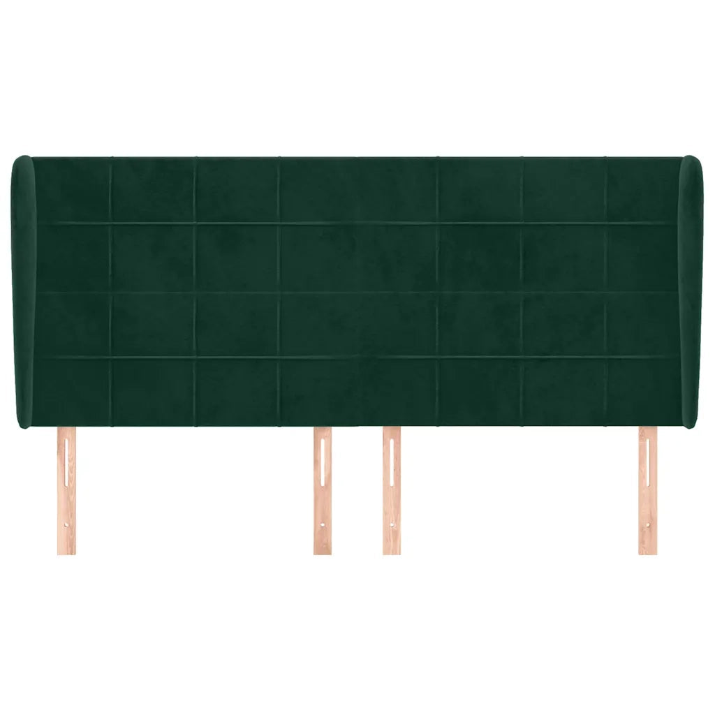 Testiera ad Orecchio Verde Scuro 163x23x118/128cm in Velluto 3118013