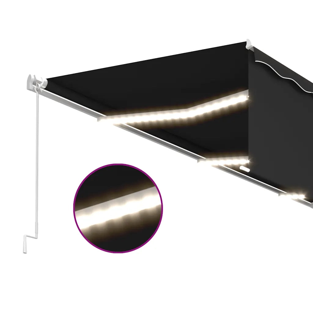 Tenda Retrattile Manuale con Parasole e LED 6x3m Antracite cod mxl 43798