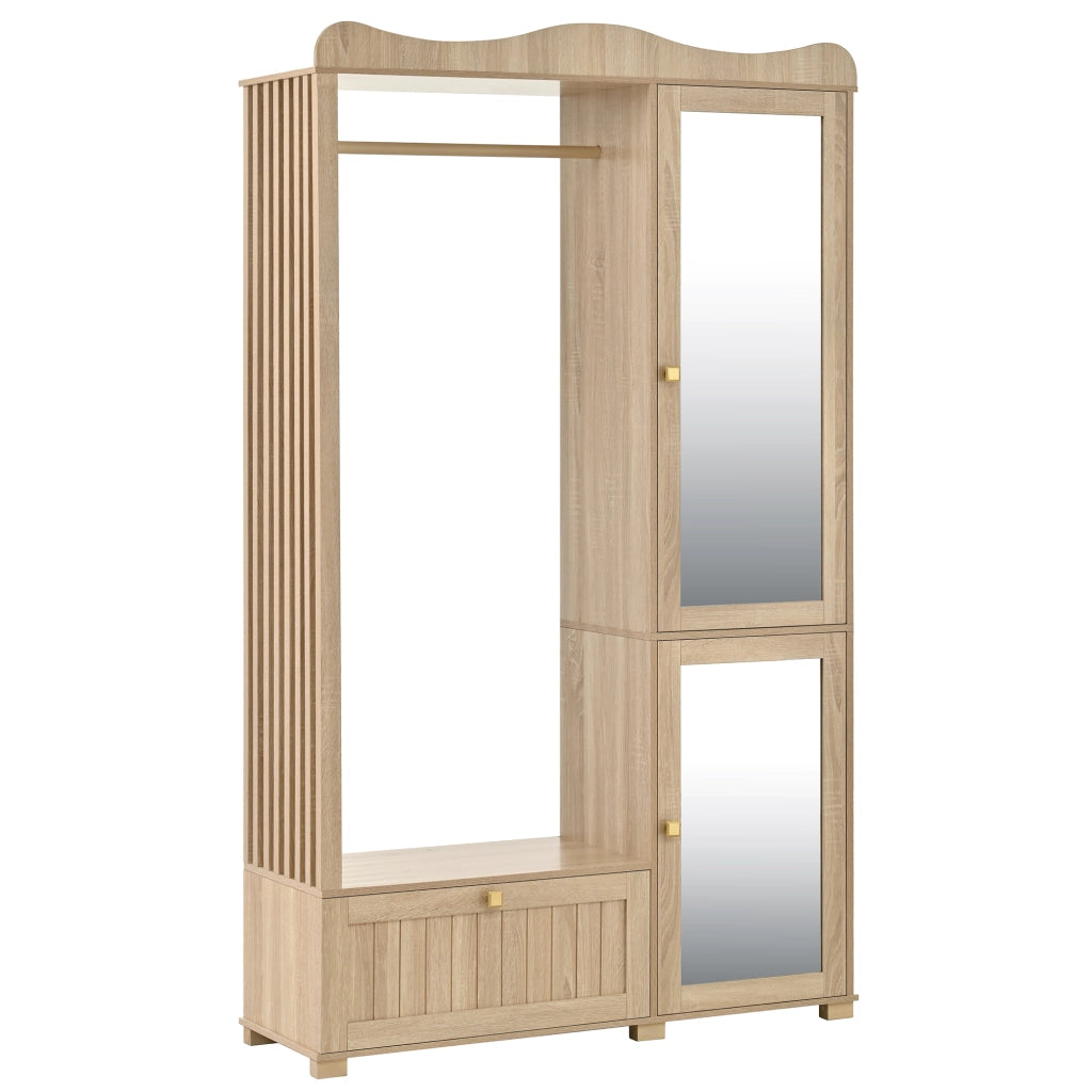 Armadio con Specchio e Appendiabiti ¨C MINIMAL ¨C Bianco, 2 Ante, Cassetti