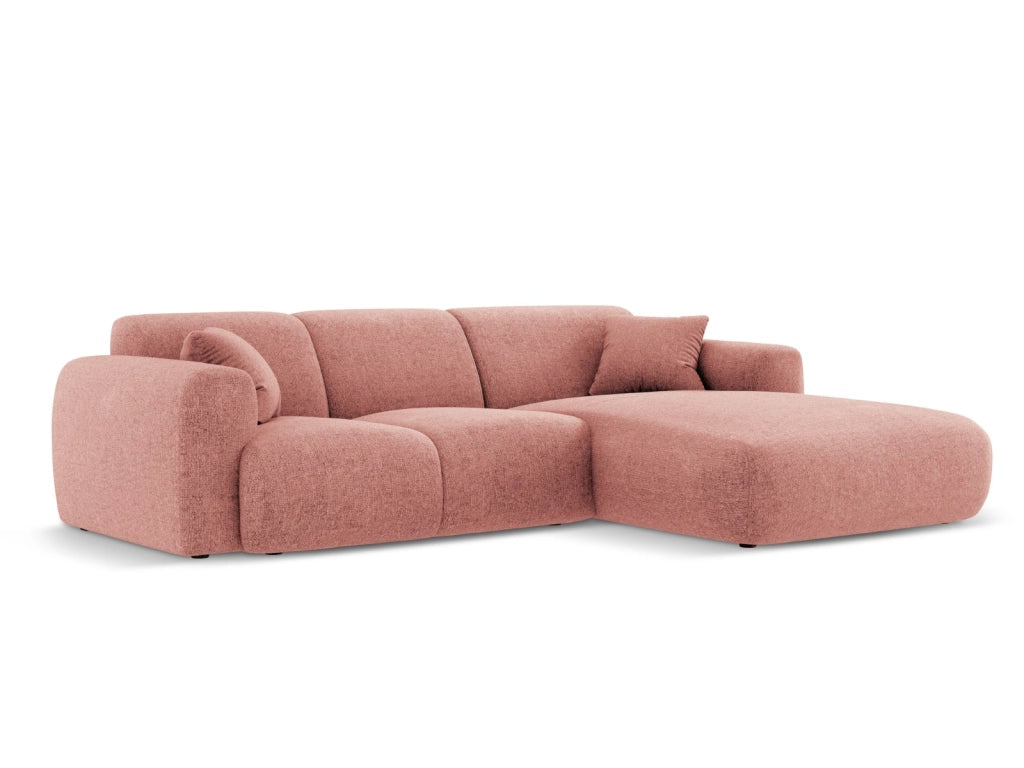 Cosmopolitan Design - Divano angolare destro "Nolio" 4 posti in ciniglia rosa 