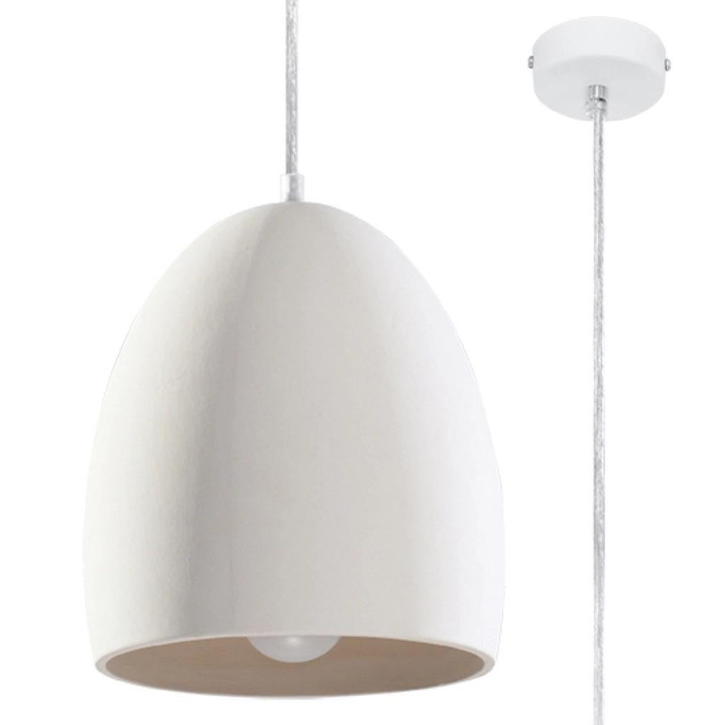 Lampada a sospensione ceramica bianca ROMULO Pure Lume E27