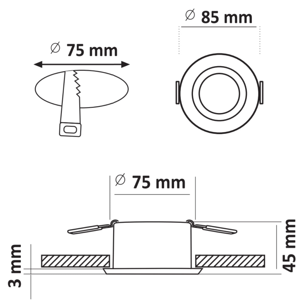 Faretto incasso orientabile bianco/argento Polux KOLDING 315465