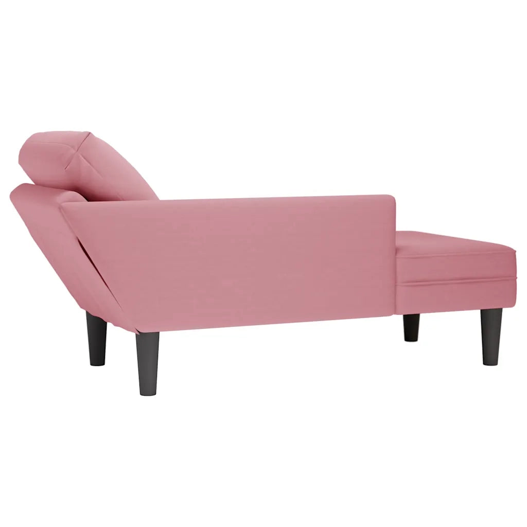 Sdraio con Cuscino e Bracciolo Destro in Velluto Rosa CFW5668038