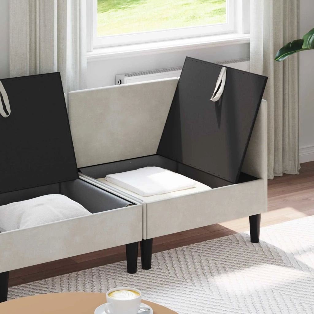 Set di mobili per il soggiorno con cuscino 3 pcs Crema Velluto 3413763
