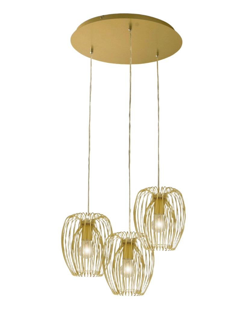 Camp Lampada a Sospensione in Metallo Colore Oro Opaco Ø500mm, Design Moderno e Struttura Elegante per Illuminazione Interni Classe 1 IP20
