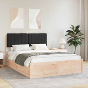 Letto con Testiera Rivestita Nero 135 x 190 cm Pino massello 3398241