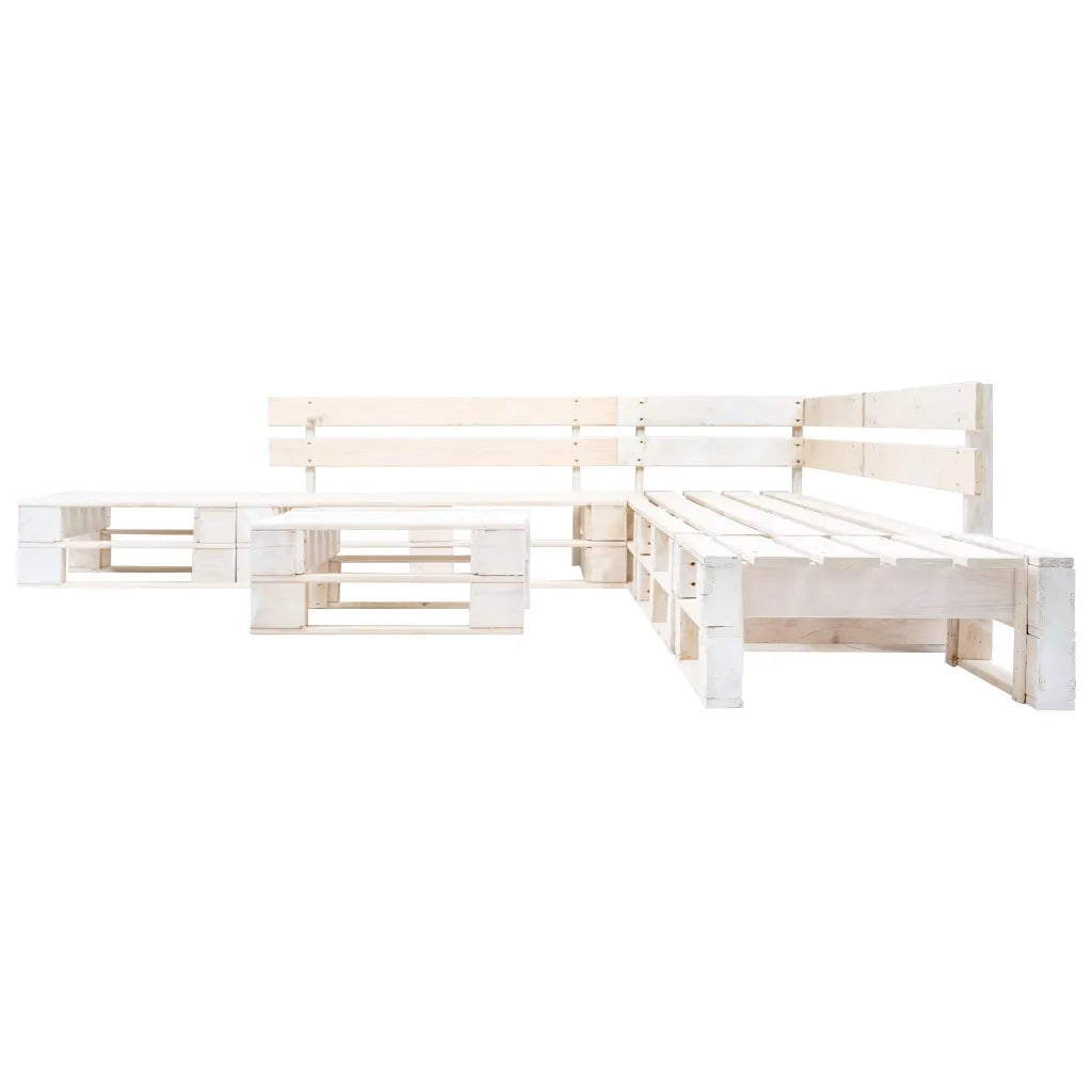 Set Divani da Giardino su Pallet 6 pz in Legno Bianco cod mxl 42539
